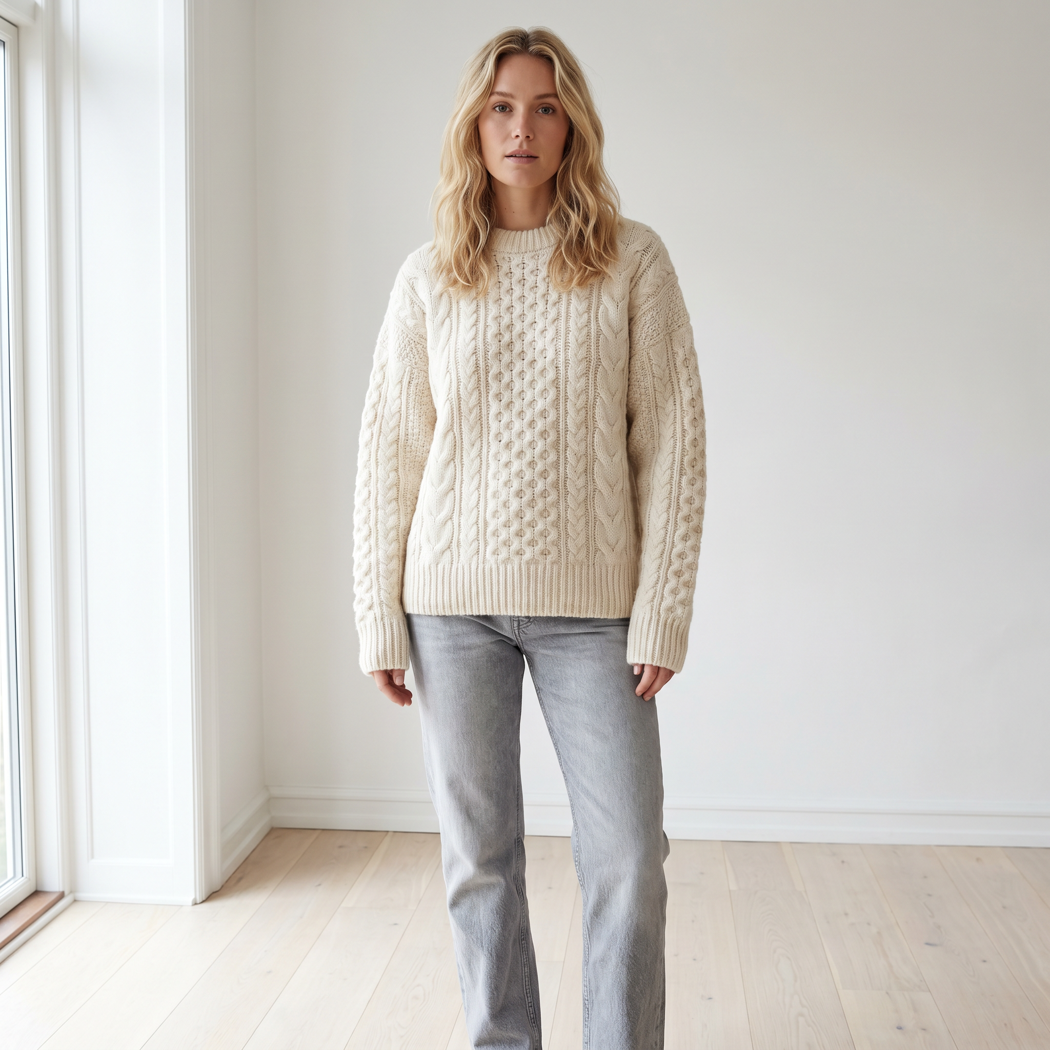 Chunky Cable Knit Pullover AI-generated image