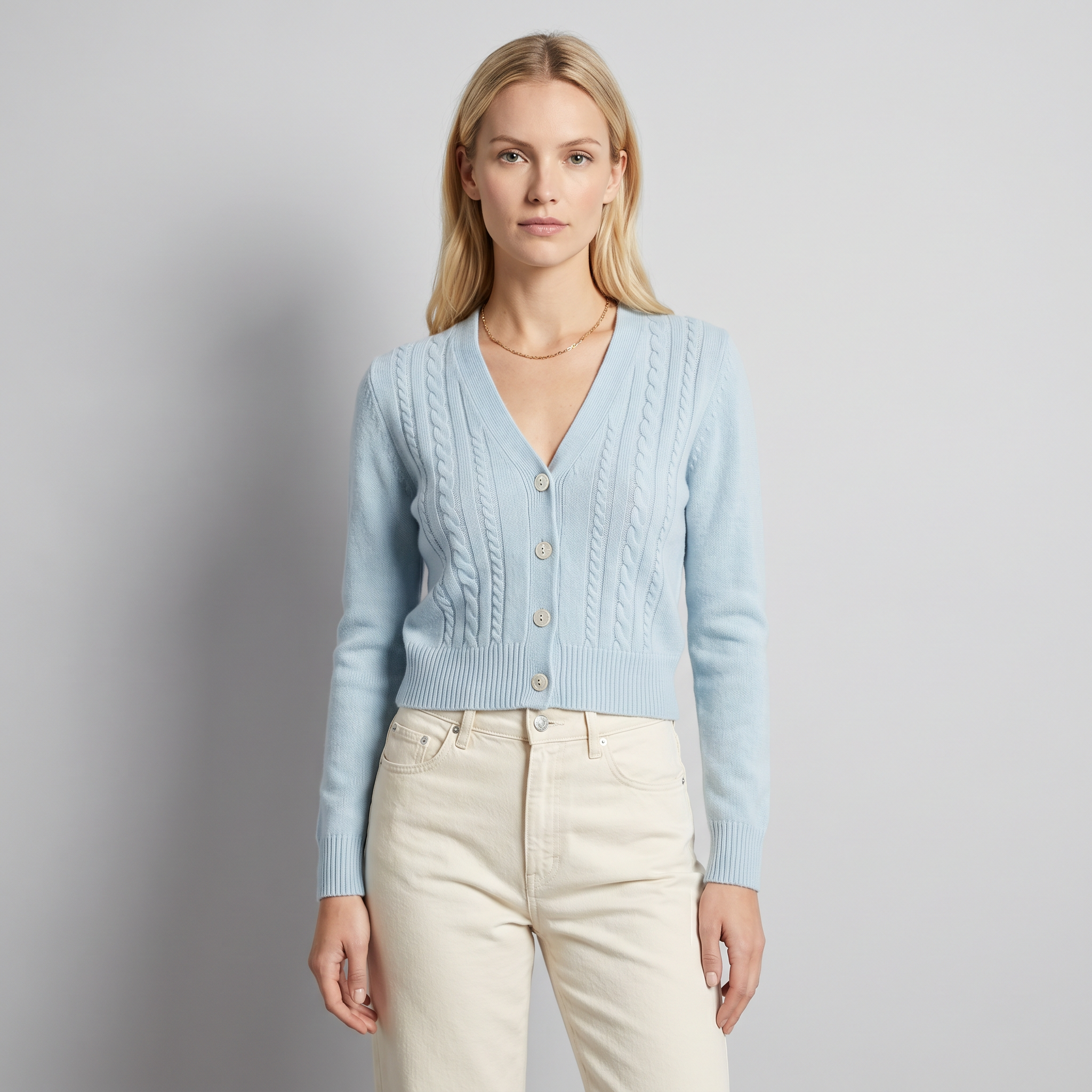 Ice Blue Merino Cardigan AI-generated image