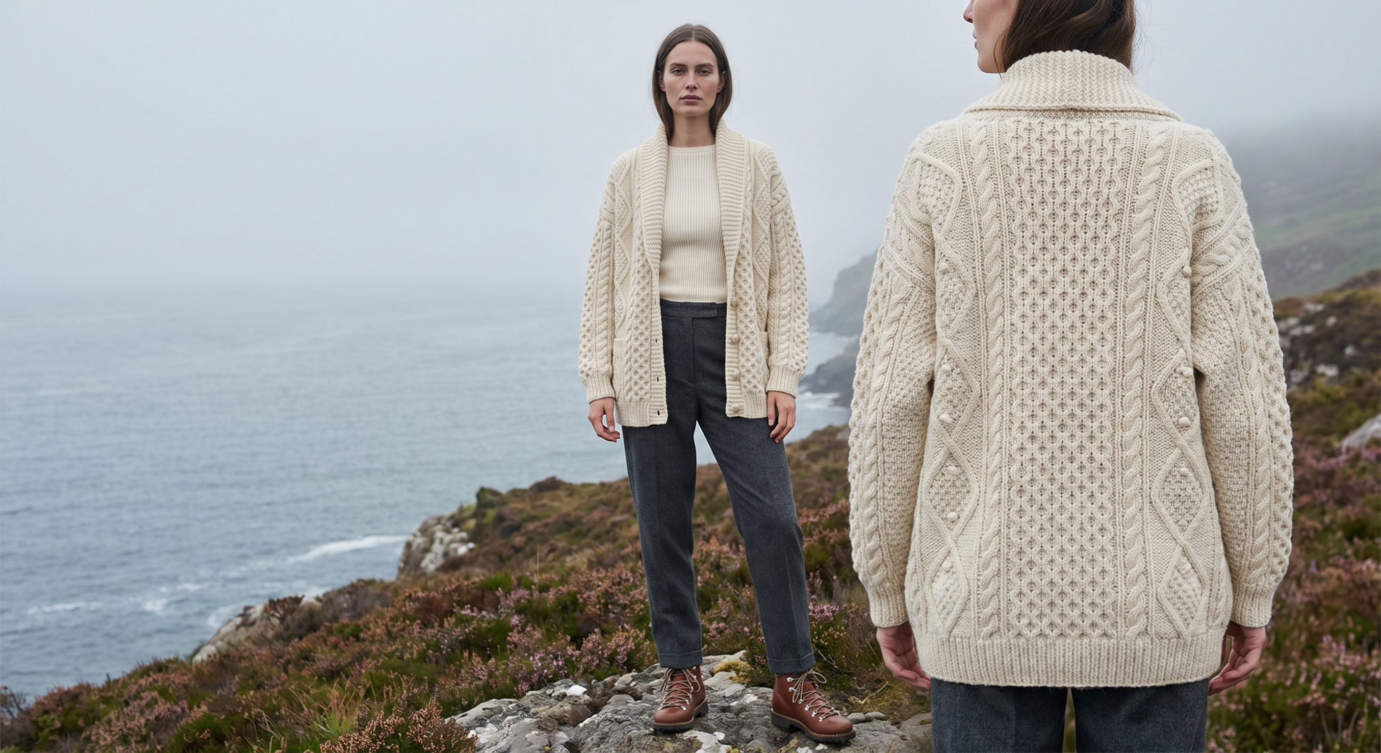 Aran Cardigan Editorial AI-generated image