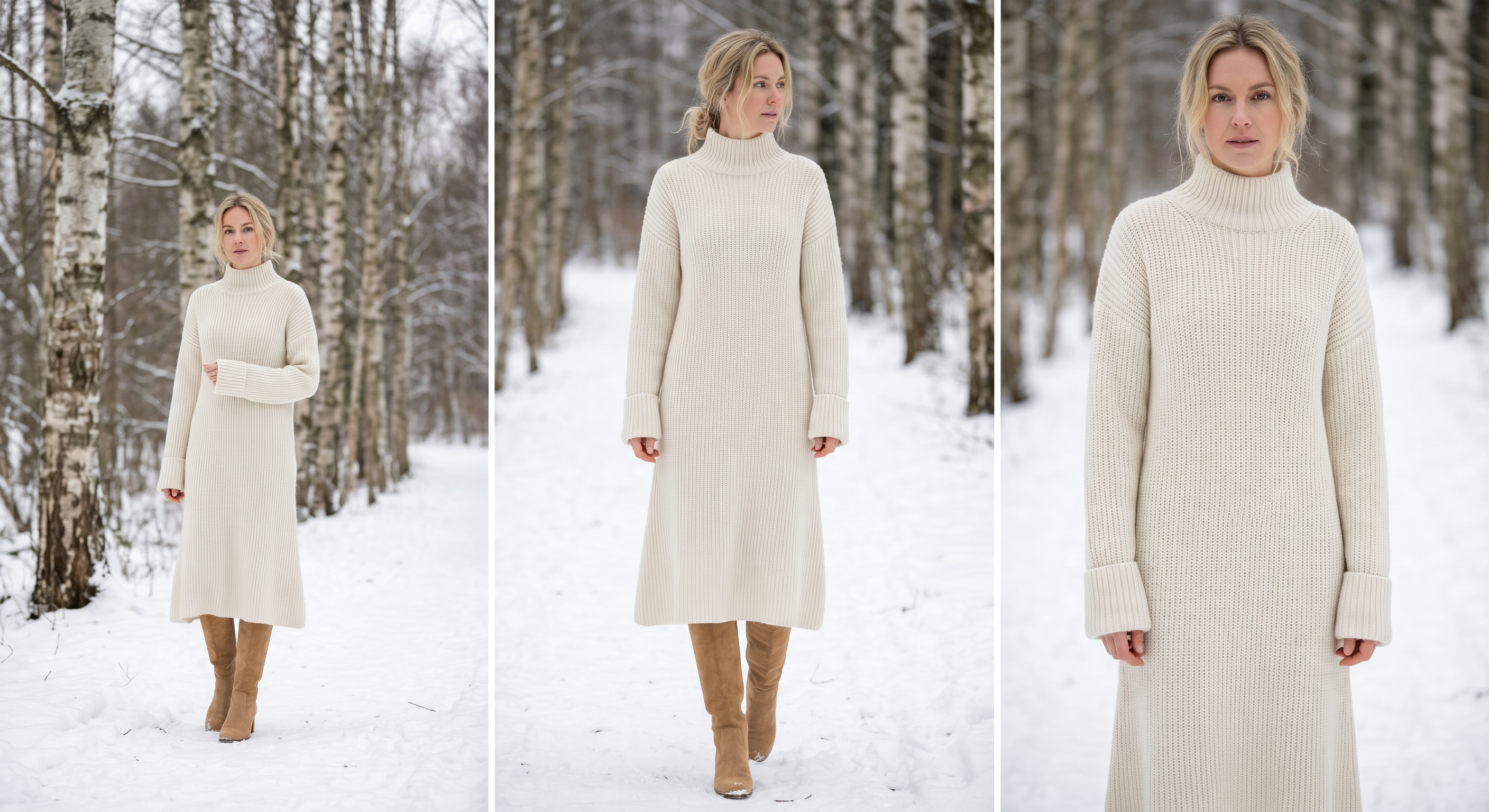 Cream Chunky Knit Midi Dress AI-generated image